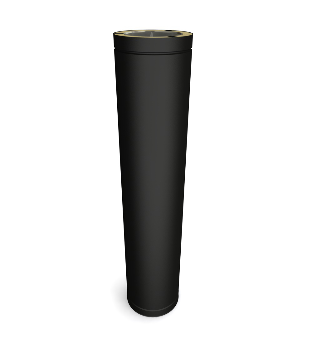 1000mm Twin Wall Flue Pipe in Matt Black - 200mm
