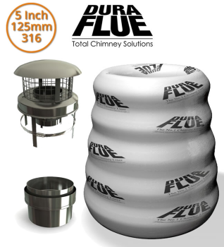 125mm 316 Grade Dura Flue Flexible Flue Liner Pack