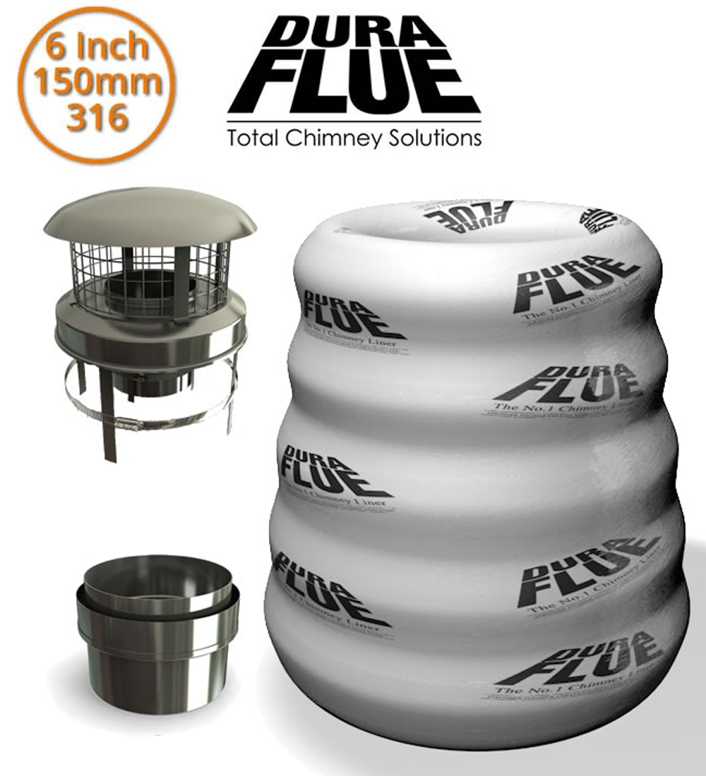 150mm 316 Grade Dura Flue Flexible Flue Liner Pack
