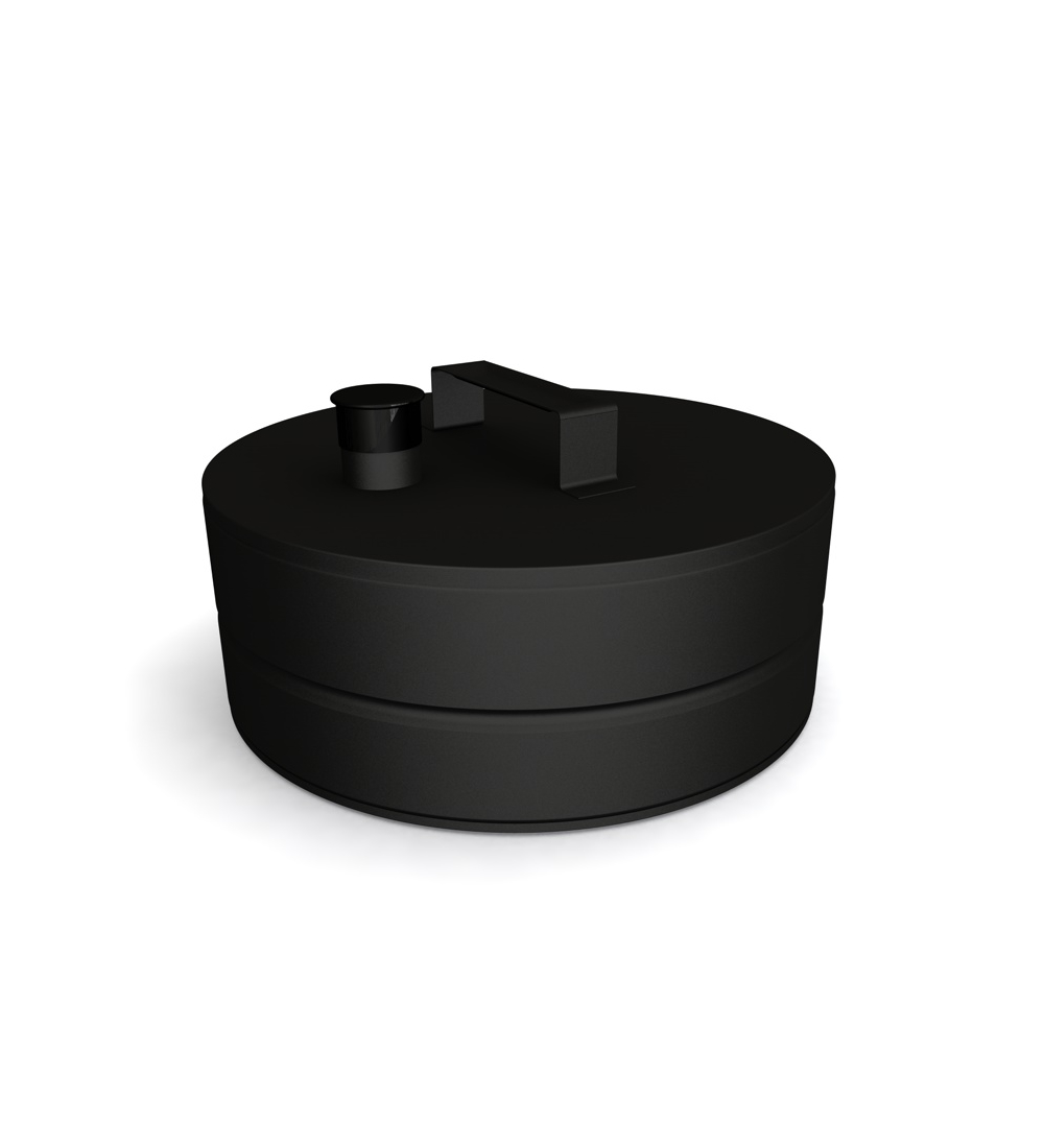 Twin Wall Soot Collector with Drain in Matt Black - 175mm
