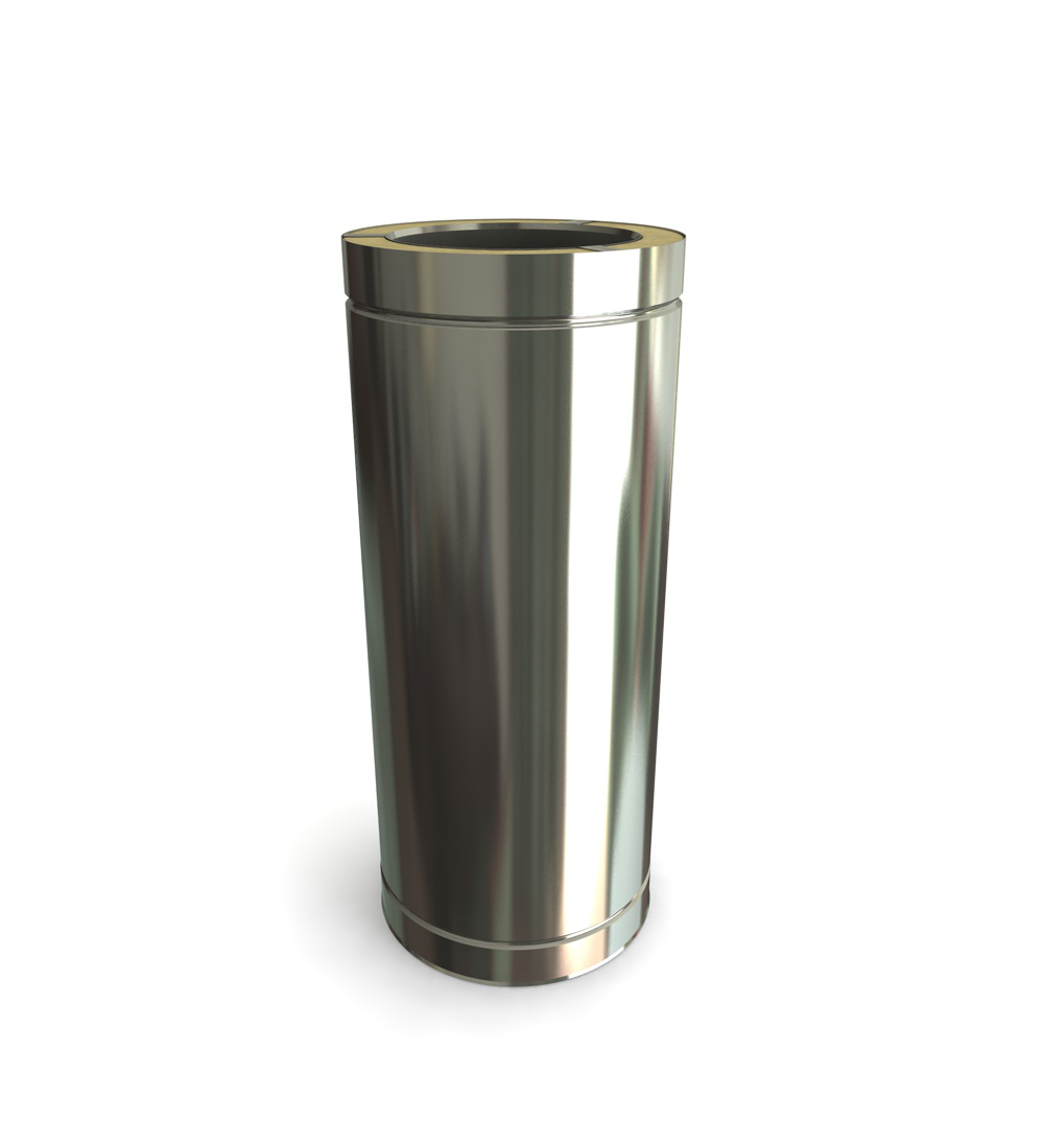 500mm Twin Wall Flue Pipe in Stainless Steel - 200mm