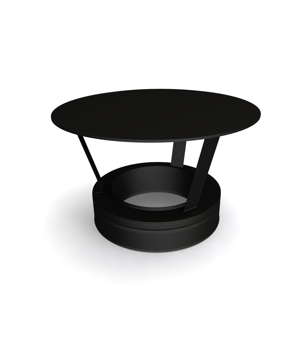 Twin Wall Rain Cap in Matt Black - 175mm