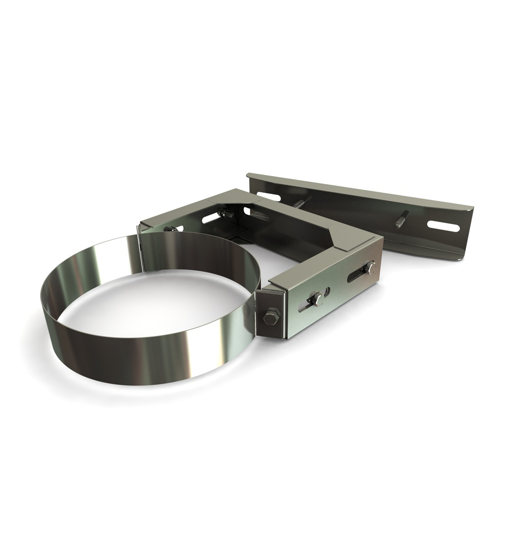 130mm - 210mm Twin Wall Flat Adjustable Wall Support in Stainless Steel - 200mm