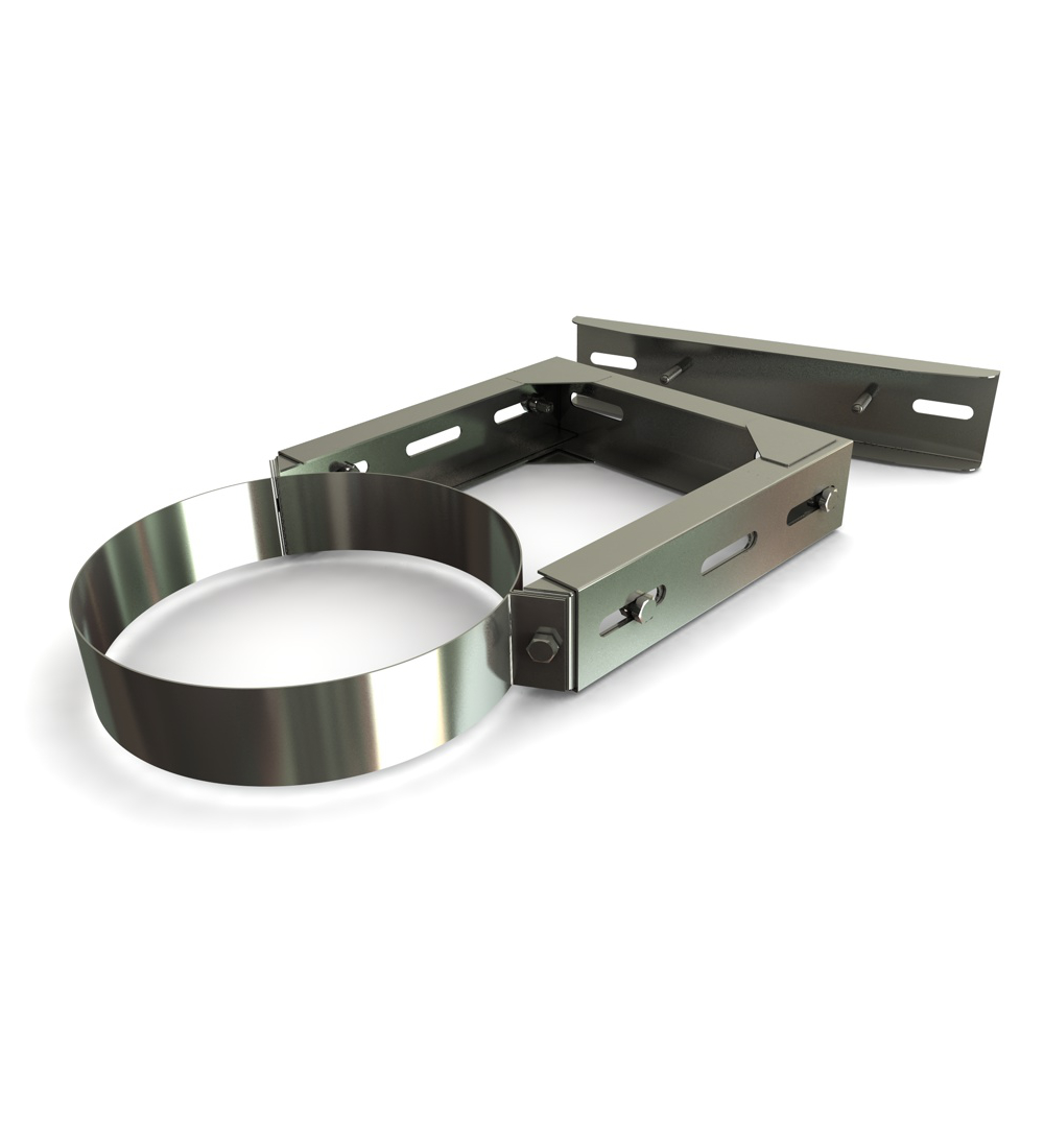 225mm - 385mm Twin Wall Flat Adjustable Wall Support in Stainless Steel - 175mm