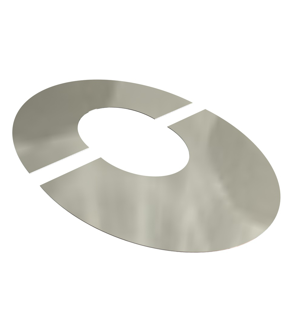 45 Degree Twin Wall Oval 2-Part Finishing Plate in Stainless Steel - 175mm