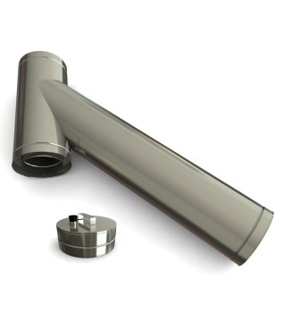 135 Degree Long Branch Twin Wall Tee Piece in Stainless Steel - 125mm