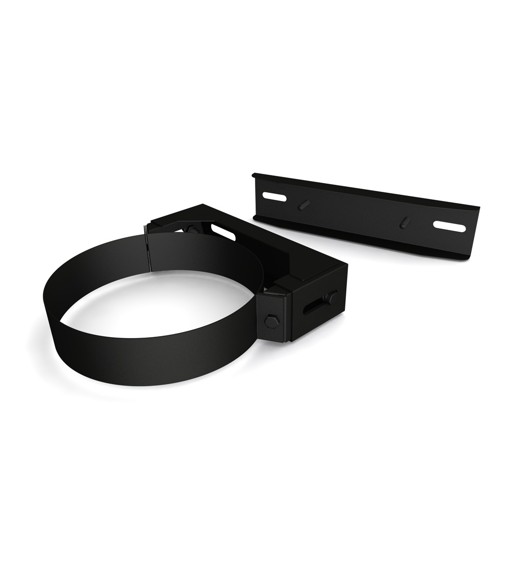 95mm - 135mm Twin Wall Flat Adjustable Wall Support in Matt Black - 175mm