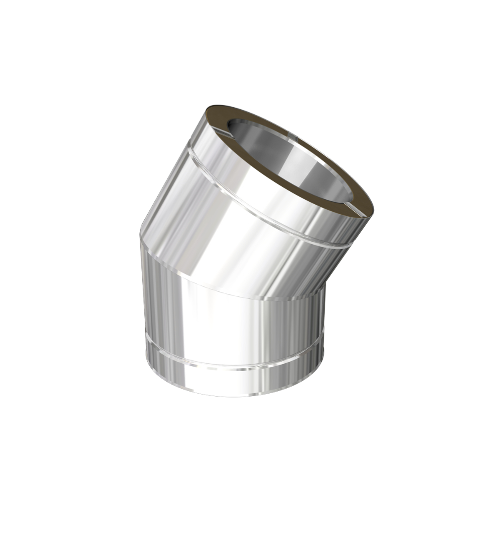 30 Degree Twin Wall Elbow Bend in Stainless Steel - 175mm