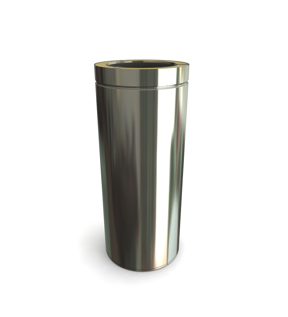 500mm Twin to Single Wall Starter Length (175mm Single Wall) in Stainless Steel - 175mm