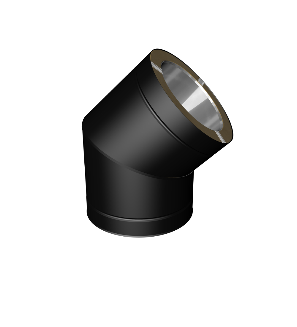 45 Degree Twin Wall Elbow Bend in Matt Black - 175mm