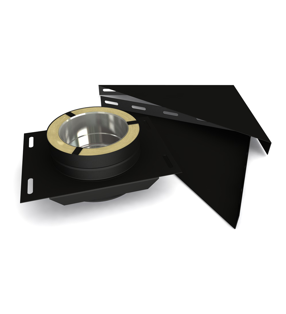 Twin Wall Base Support Unit With Brackets in Matt Black - 175mm