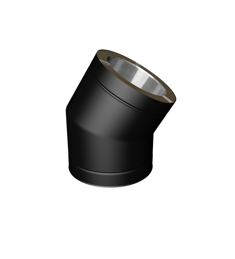 30 Degree Twin Wall Elbow Bend in Matt Black - 200mm