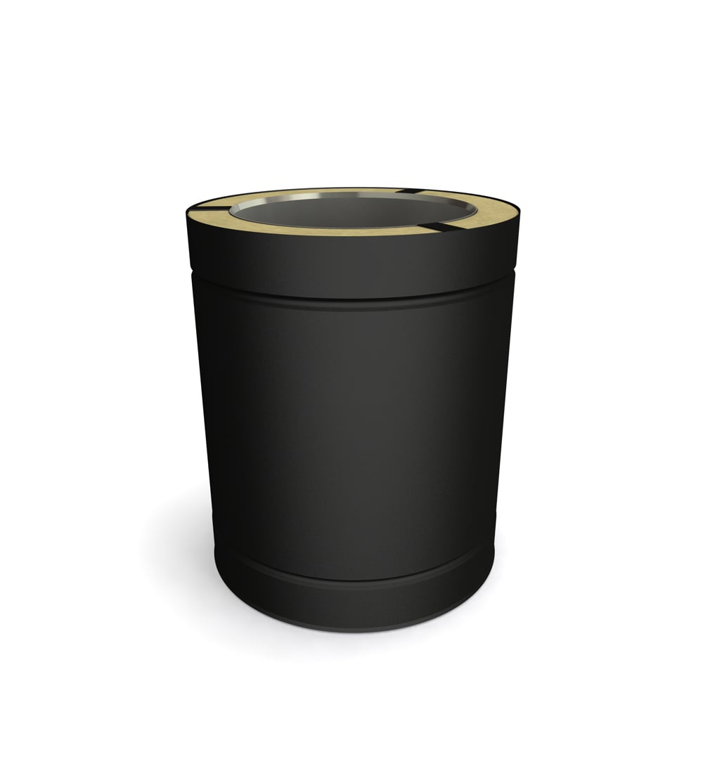 250mm Twin Wall Flue Pipe in Matt Black - 200mm