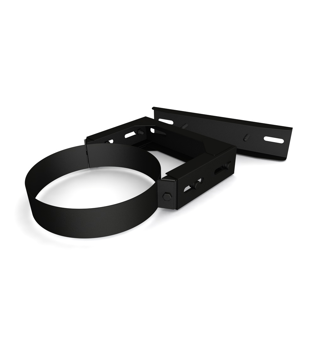 130mm - 210mm Twin Wall Flat Adjustable Wall Support in Matt Black - 175mm