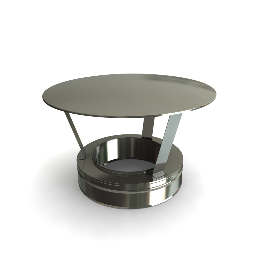 Twin Wall Rain Cap in Stainless Steel - 175mm