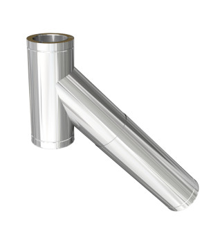 135 Degree Long Adjustable Branch Twin Wall Tee Piece in Stainless Steel - 125mm
