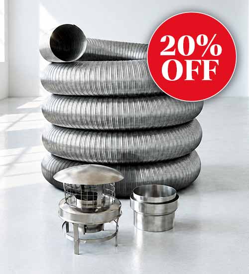 Dura Flue 5 Inch (125mm) Flexible Flue Liner Pack for Woodford Stoves