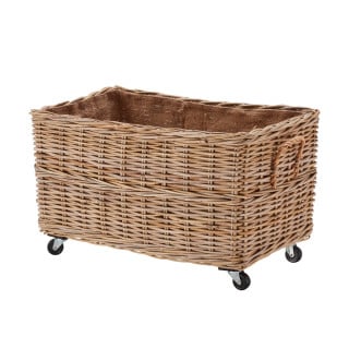 Wovenhill Kubu Rattan Extra Large Rectangle Log Basket with Wheels