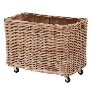 Wovenhill Kubu Rattan Extra Large Tall Oblong Basket with Wheels