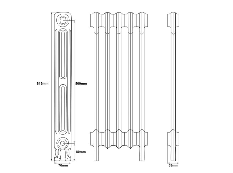 Carron Victorian 2 Column Cast Iron Radiator - 615mm