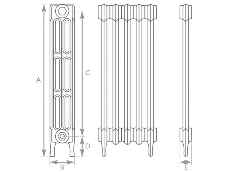 Carron Victorian 3 Column Cast Iron Radiator - 450mm