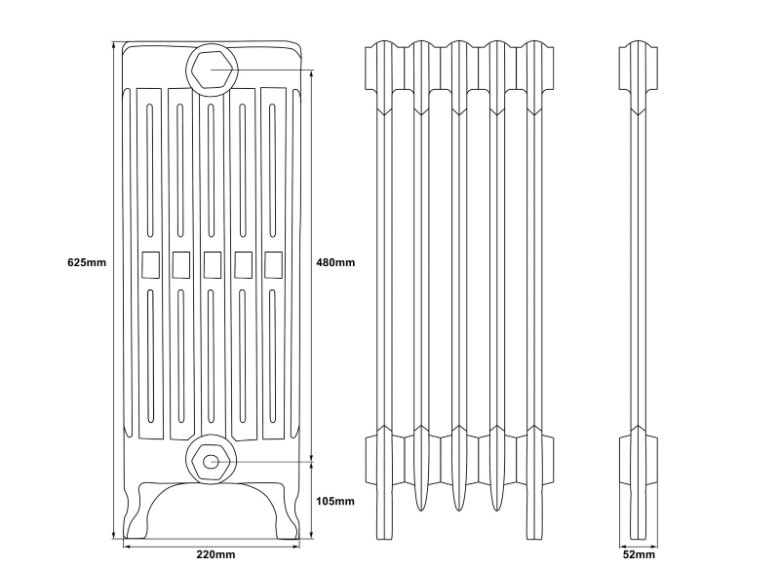 Carron Victorian 6 Column Cast Iron Radiator - 630mm