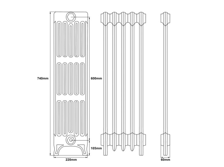Simple Radiator Sizing Carron Victorian 6 Column Cast Iron Radiator - 740mm | Direct Stoves