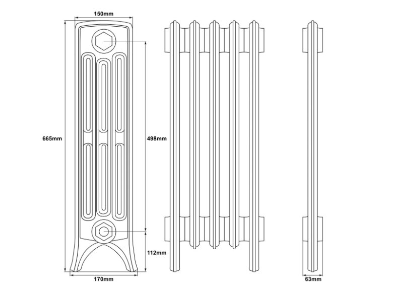 Carron Rathmell 4 Column Cast Iron Radiator - 665mm