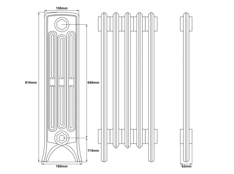 Carron Rathmell 4 Column Cast Iron Radiator - 810mm