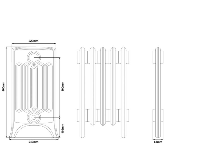 Carron Rathmell 6 Column Cast Iron Radiator - 460mm