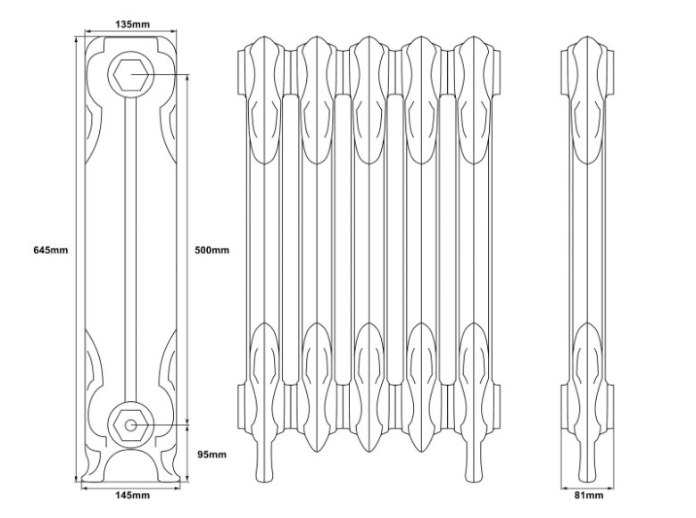Carron Liberty 1 Column Cast Iron Radiator - 645mm