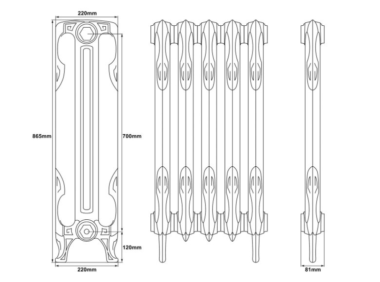 Carron Liberty 2 Column Cast Iron Radiator - 865mm