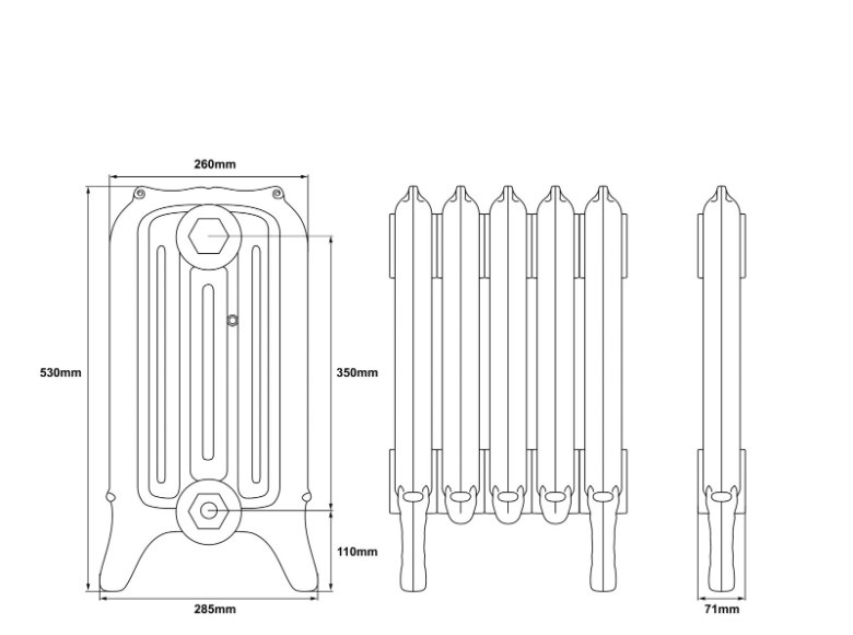 Carron Ribbon 4 Column Cast Iron Radiator - 530mm