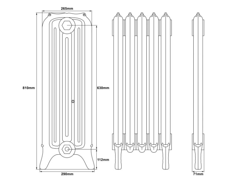 Carron Ribbon 4 Column Cast Iron Radiator - 810mm