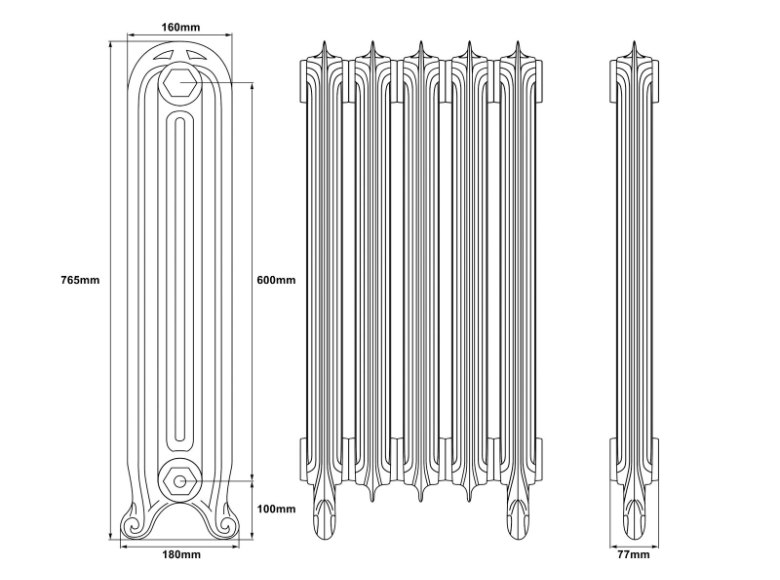 Carron Tuscany Cast Iron Radiator - 765mm