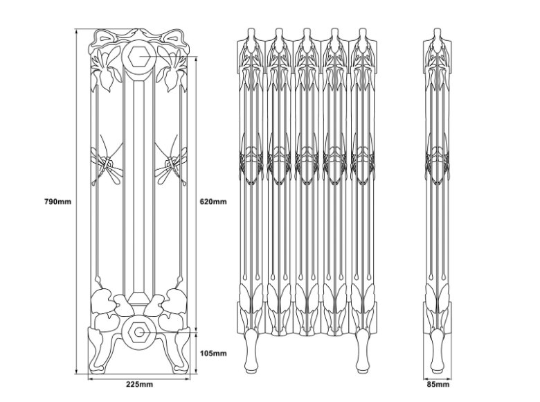 Carron Dragonfly Cast Iron Radiator - 790mm