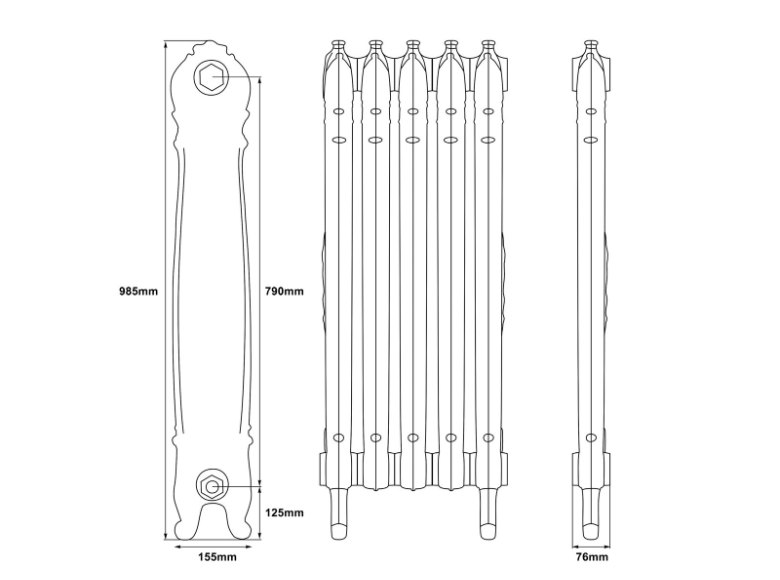 Carron Antoinette Cast Iron Radiator - 985mm