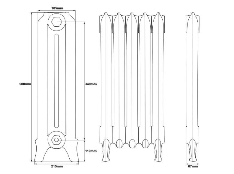 Carron Ribbon 2 Column Cast Iron Radiator - 500mm