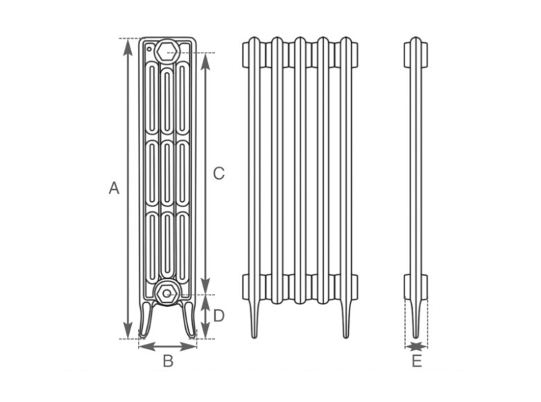 Carron Victorian 4 Column Cast Iron Radiator - 460mm x 1010mm, 16 Sections, Hand Burnished