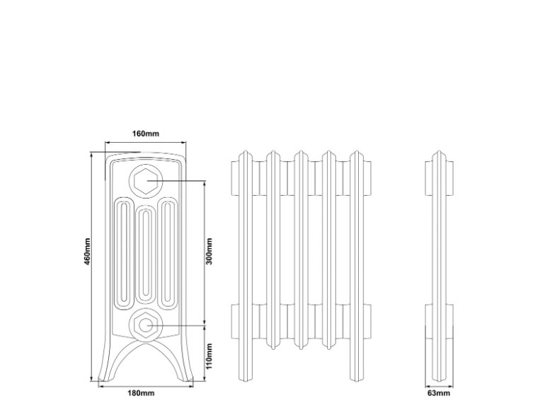 Carron Rathmell 4 Column Cast Iron Radiator - 460mm x 853mm, 13 Sections, Primer