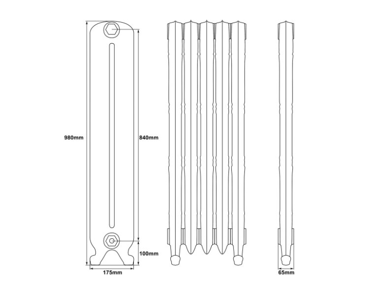 Carron Orleans Cast Iron Radiator - 980mm x 619mm, 9 Sections, Hand Burnished