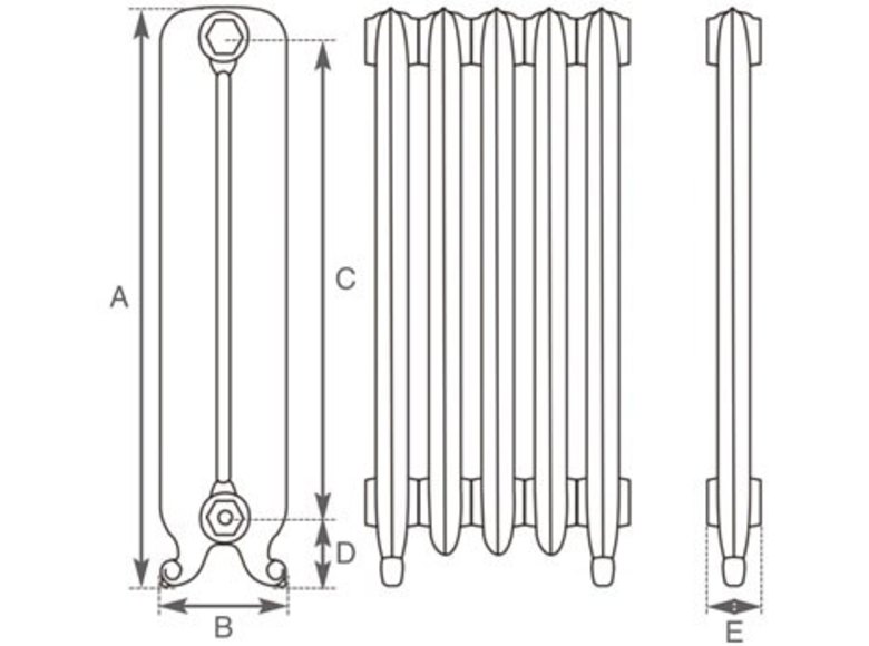 Carron Duchess 2 Column Cast Iron Radiator - 785mm x 602mm, 8 Sections, Hammered Gold