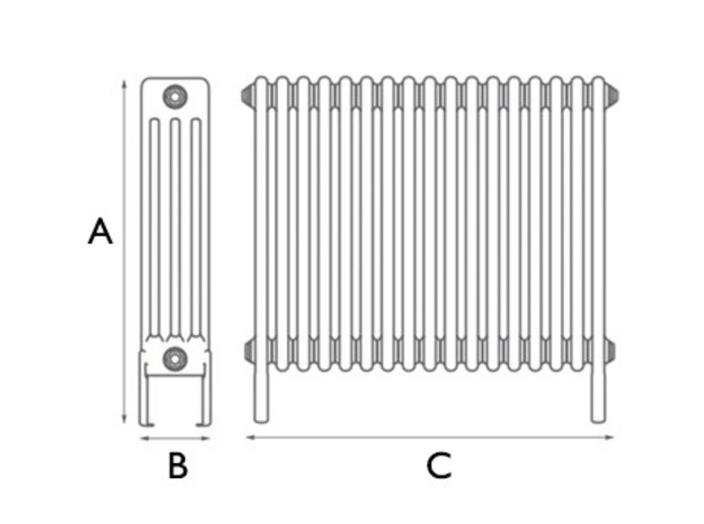 Carron Enderby 4 Column Steel Radiator - 710mm x 768mm, 17 Sections, Satin Black