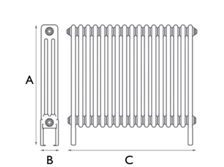 Carron Enderby 3 Column Steel Radiator - 710mm x 777mm, 17 Sections, Satin Black