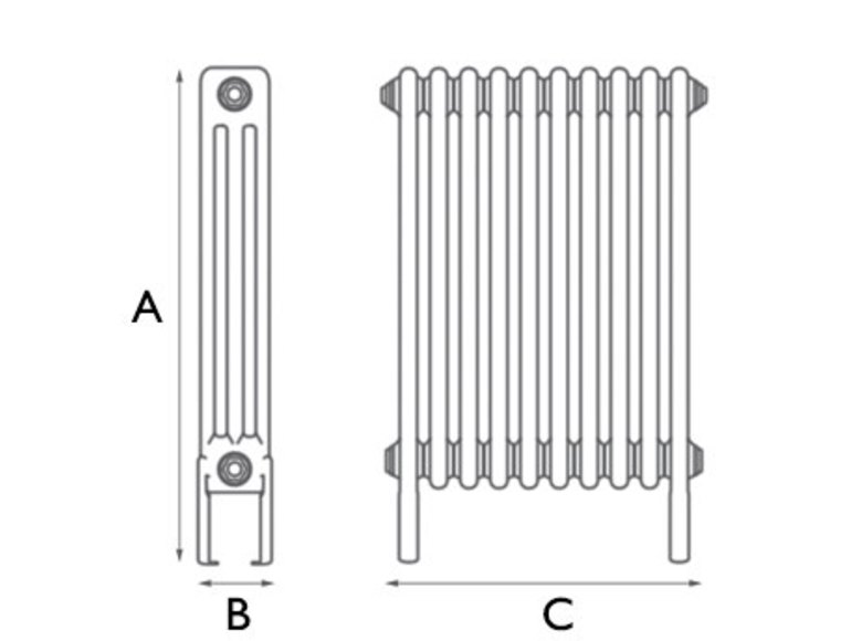 Carron Enderby 3 Column Steel Radiator - 710mm x 465mm, 10 Sections