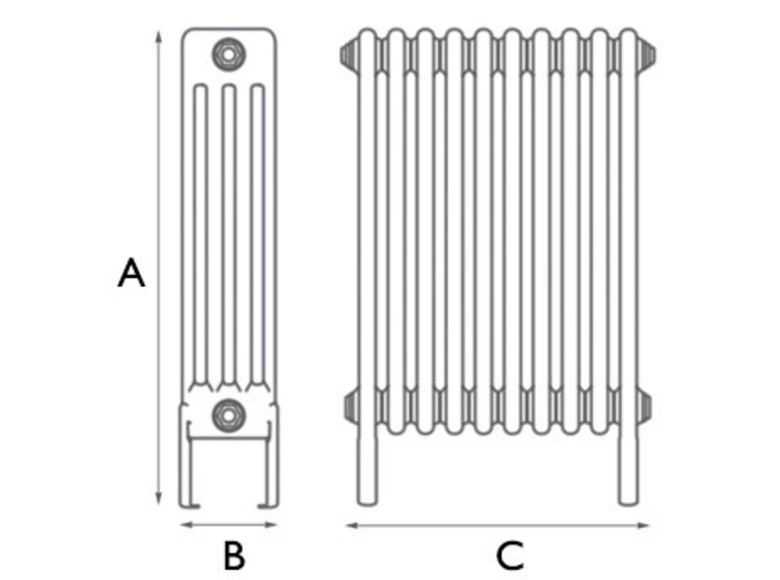 Carron Enderby 4 Column Steel Radiator - 710mm x 460mm, 10 Sections