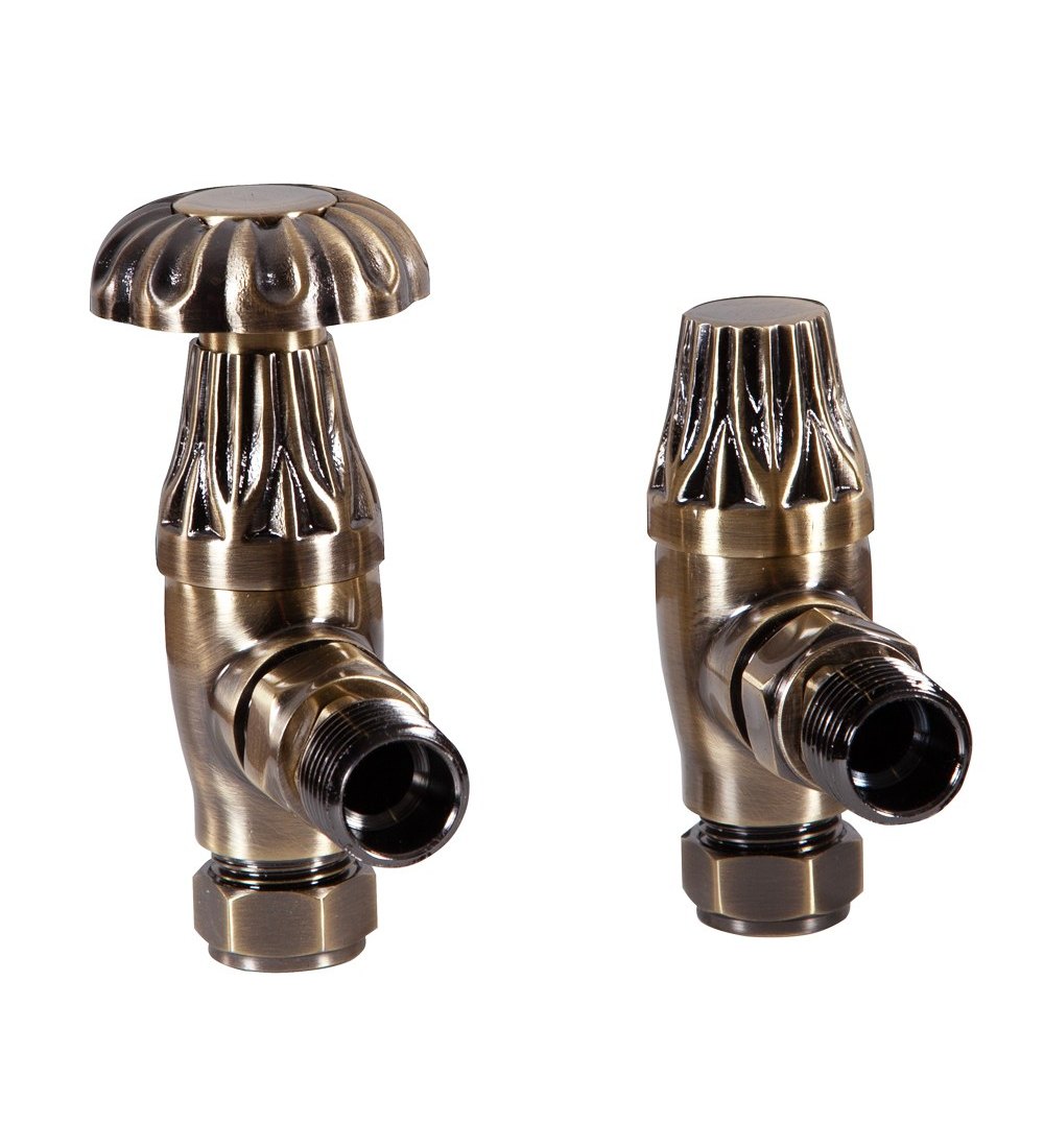 Carron Crocus Wheel Manual Radiator Valve - Antique Brass (Lacquered)