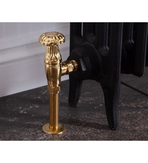 Carron Crocus Wheel Manual Radiator Valve - Brass (Lacquered)