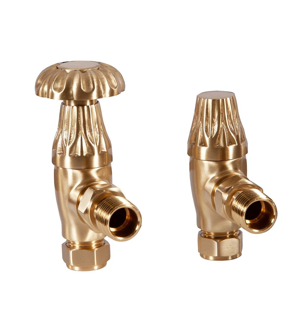 Carron Crocus Wheel Manual Radiator Valve - Brushed Brass (Lacquered)