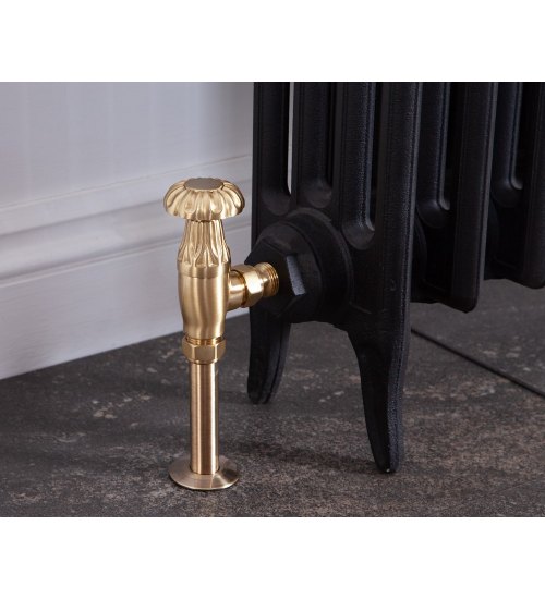 Carron Crocus Wheel Manual Radiator Valve - Brushed Brass (Lacquered)
